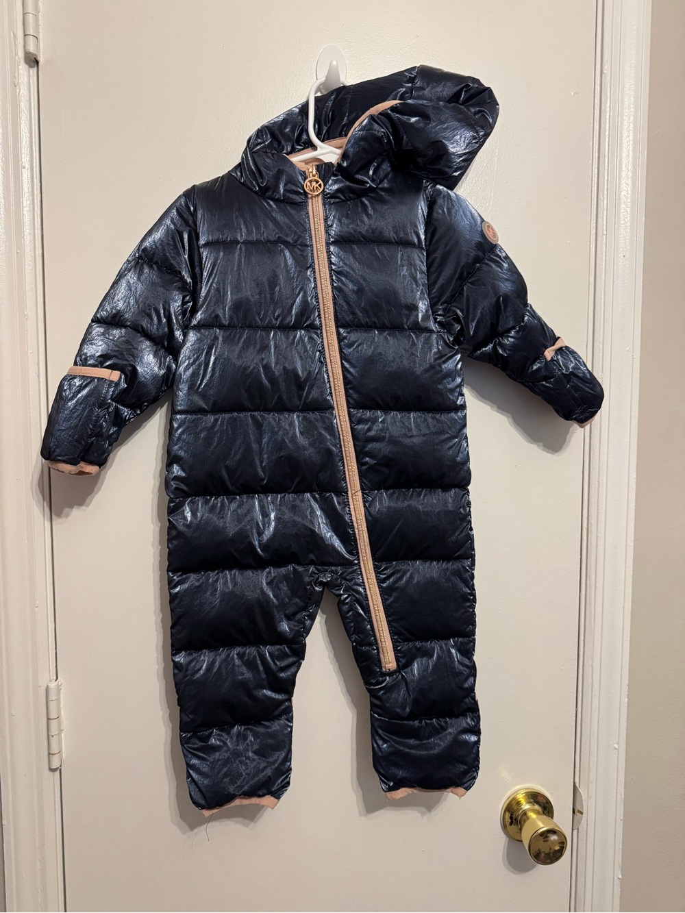 Michael Kors Navy Blue Baby Girls Snowsuit Pramsuit Fleece Lined 6-12 Months